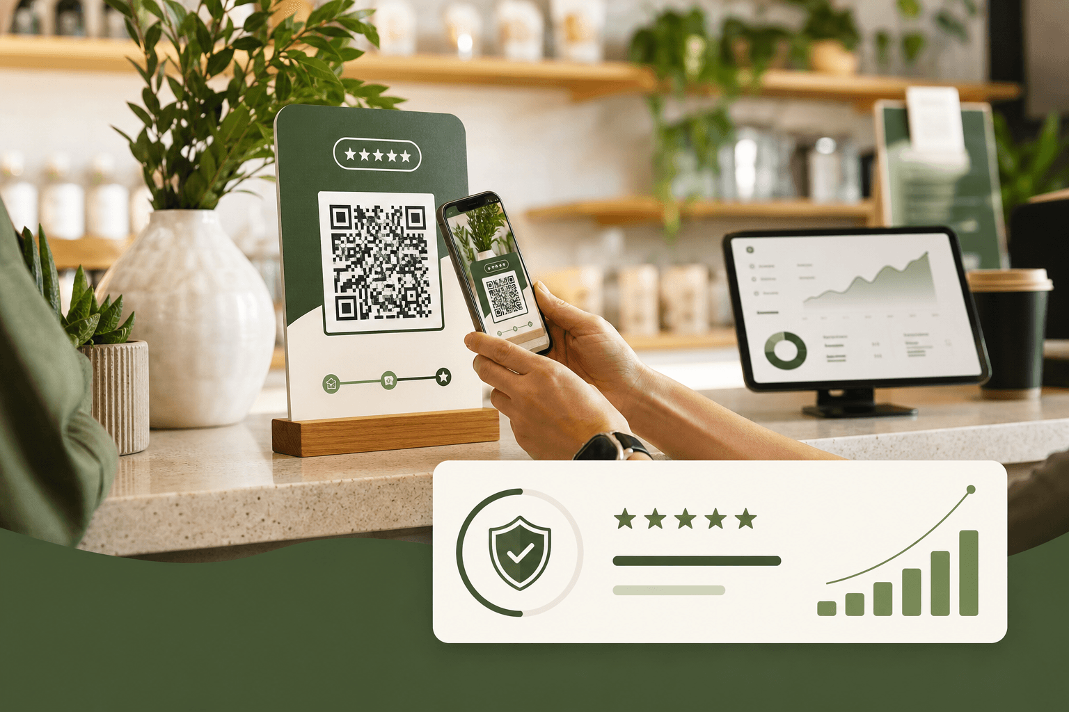 ClariFlow customer review workspace with QR scan and dashboard