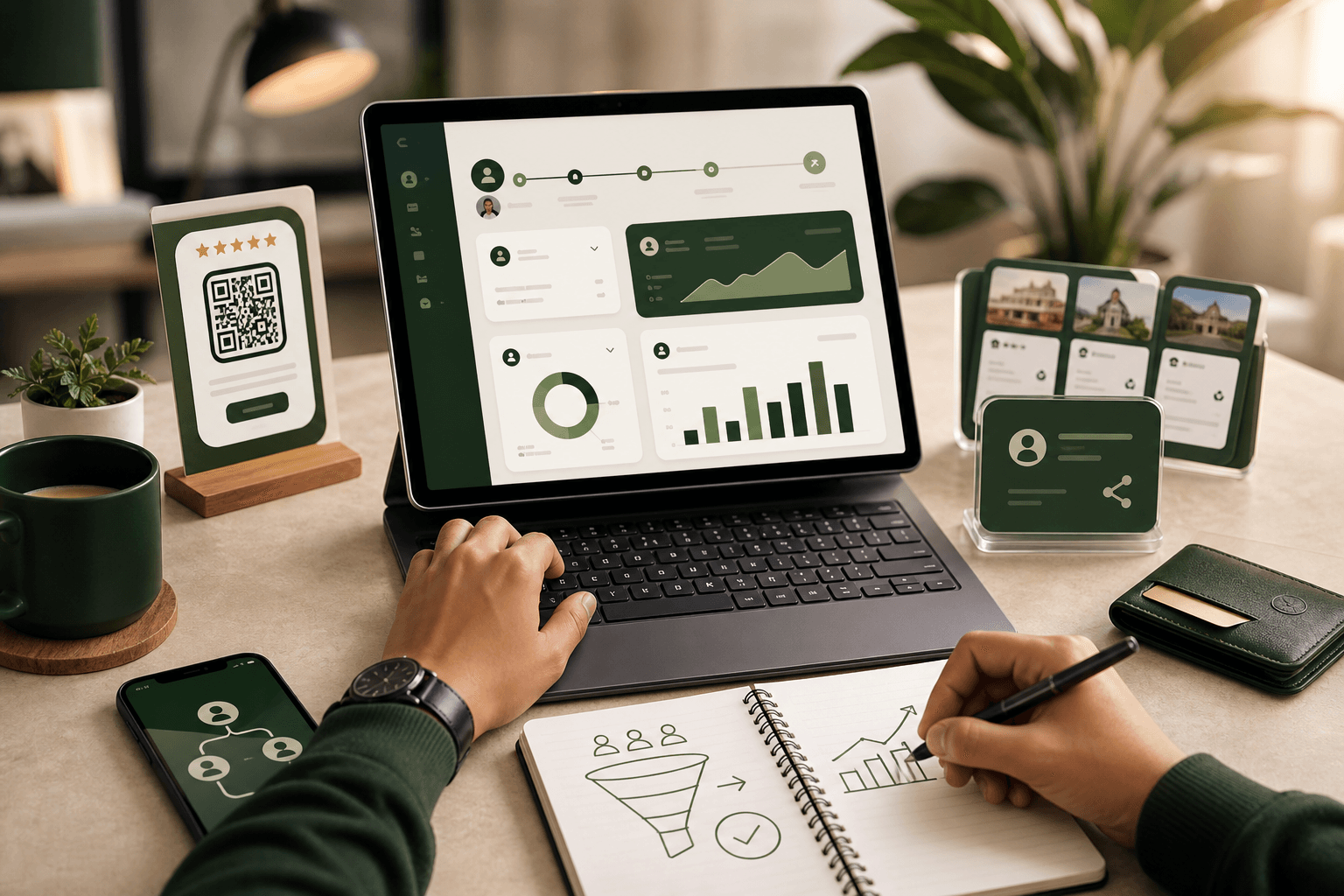 ClariFlow sales referral workspace with commission and review growth dashboard